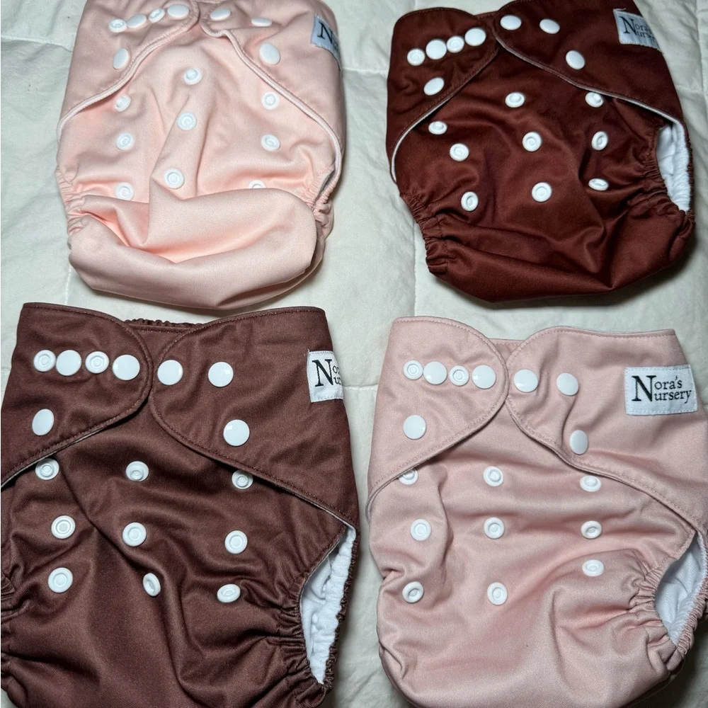Nora’s Nursery 4 count pocket Neutral beige cloth diapers